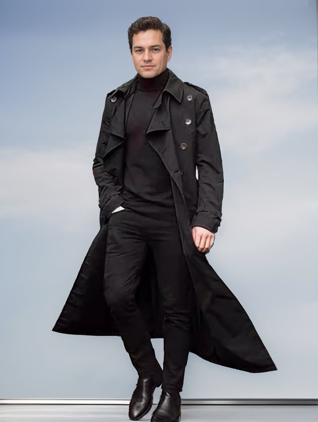 Herrar elegant trenchcoat med midjeband som kan justeras och klassiska detaljer Eva Jonsson-Eva Jonsson