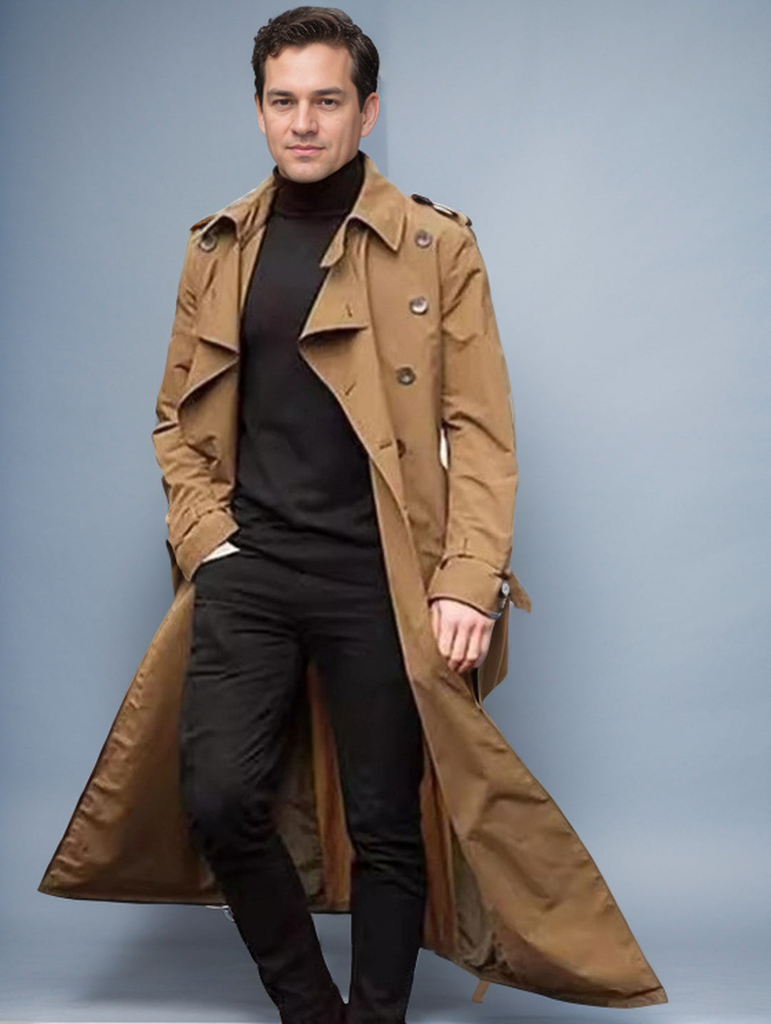Herrar elegant trenchcoat med midjeband som kan justeras och klassiska detaljer Eva Jonsson-Eva Jonsson