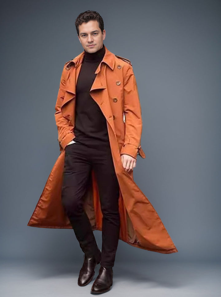Herrar elegant trenchcoat med midjeband som kan justeras och klassiska detaljer Eva Jonsson-Eva Jonsson