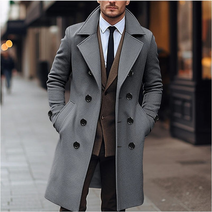 Herrar elegant ull trenchcoat med dubbel knapprad Eva Jonsson-Eva Jonsson