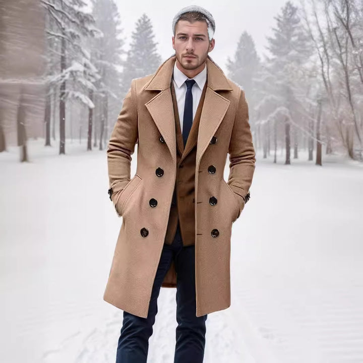 Herrar elegant ull trenchcoat med dubbel knapprad Eva Jonsson-Eva Jonsson