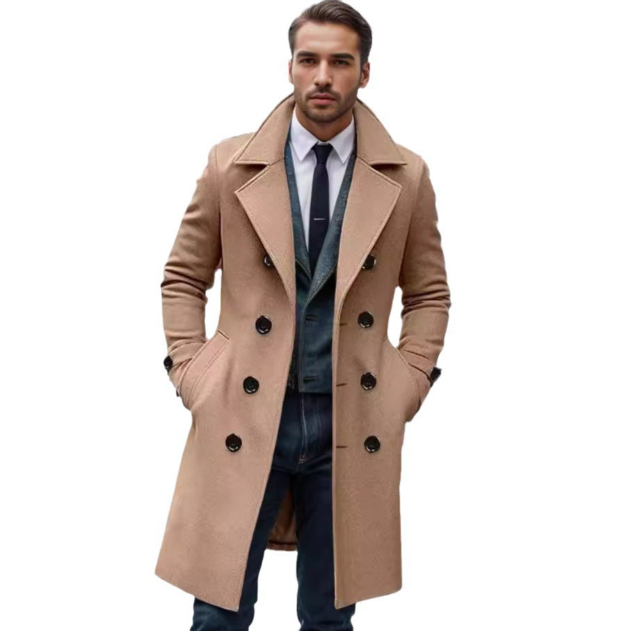 Herrar elegant ull trenchcoat med dubbel knapprad Eva Jonsson-Eva Jonsson