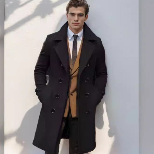 Herrar elegant ull trenchcoat med dubbel knapprad Eva Jonsson-Eva Jonsson
