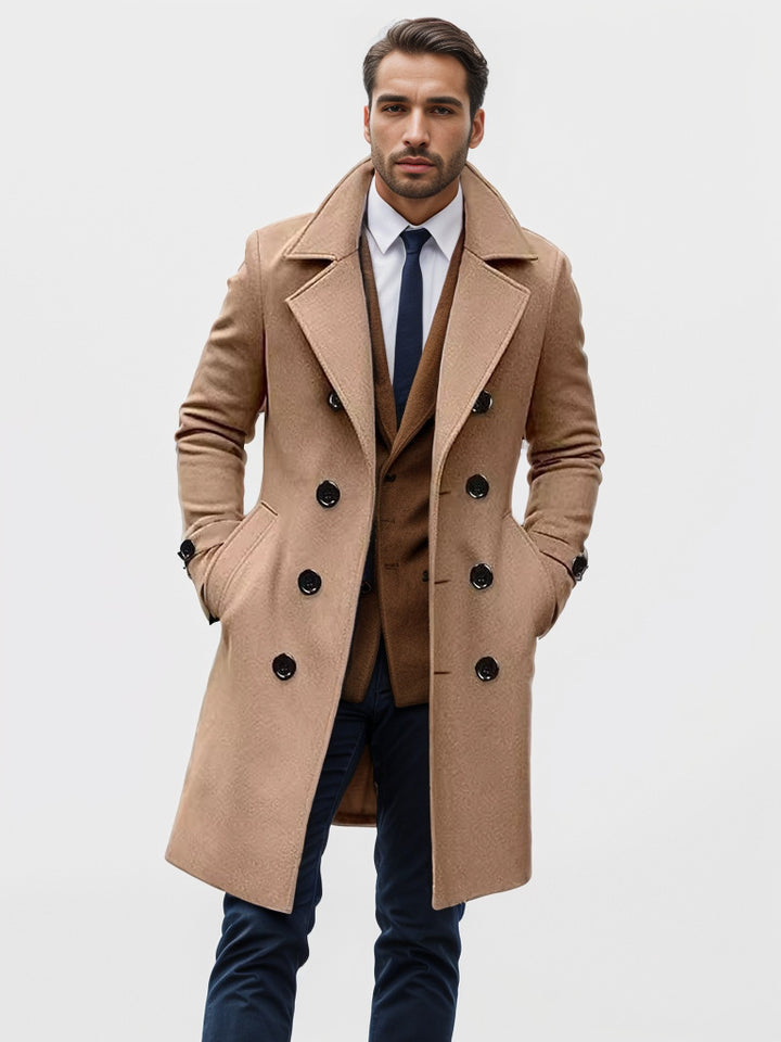 Herrar elegant ull trenchcoat med dubbel knapprad Eva Jonsson-Eva Jonsson