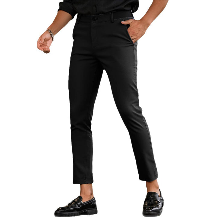 Herrar eleganta Slim-Fit fritidsbyxor med elastisk midja och klassiska detaljer Mirla-Eva Jonsson
