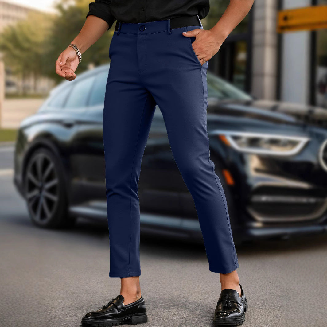 Herrar eleganta Slim-Fit fritidsbyxor med elastisk midja och klassiska detaljer Mirla-Eva Jonsson