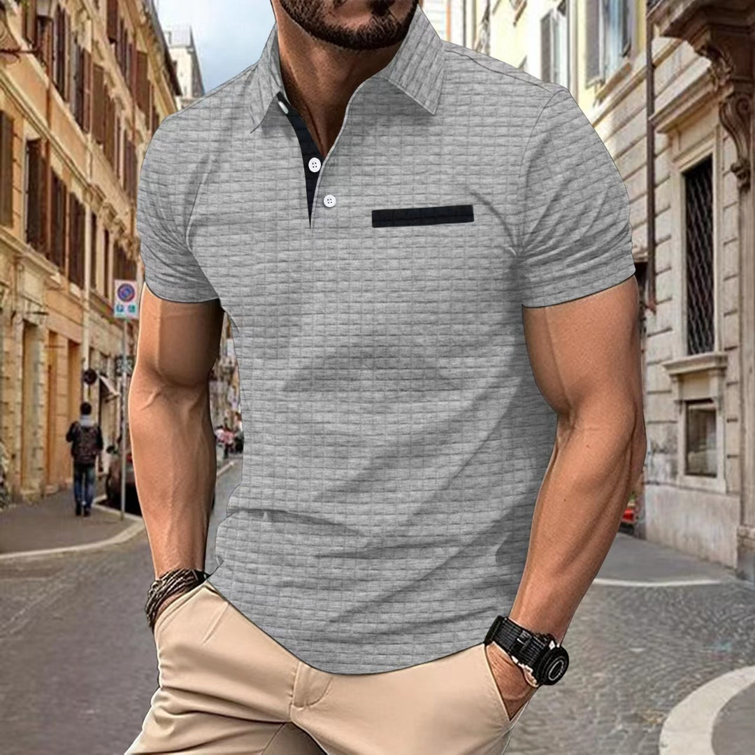 Herrar eleganta kortärmade polo skjorta med strukturerad design Mirla-Eva Jonsson
