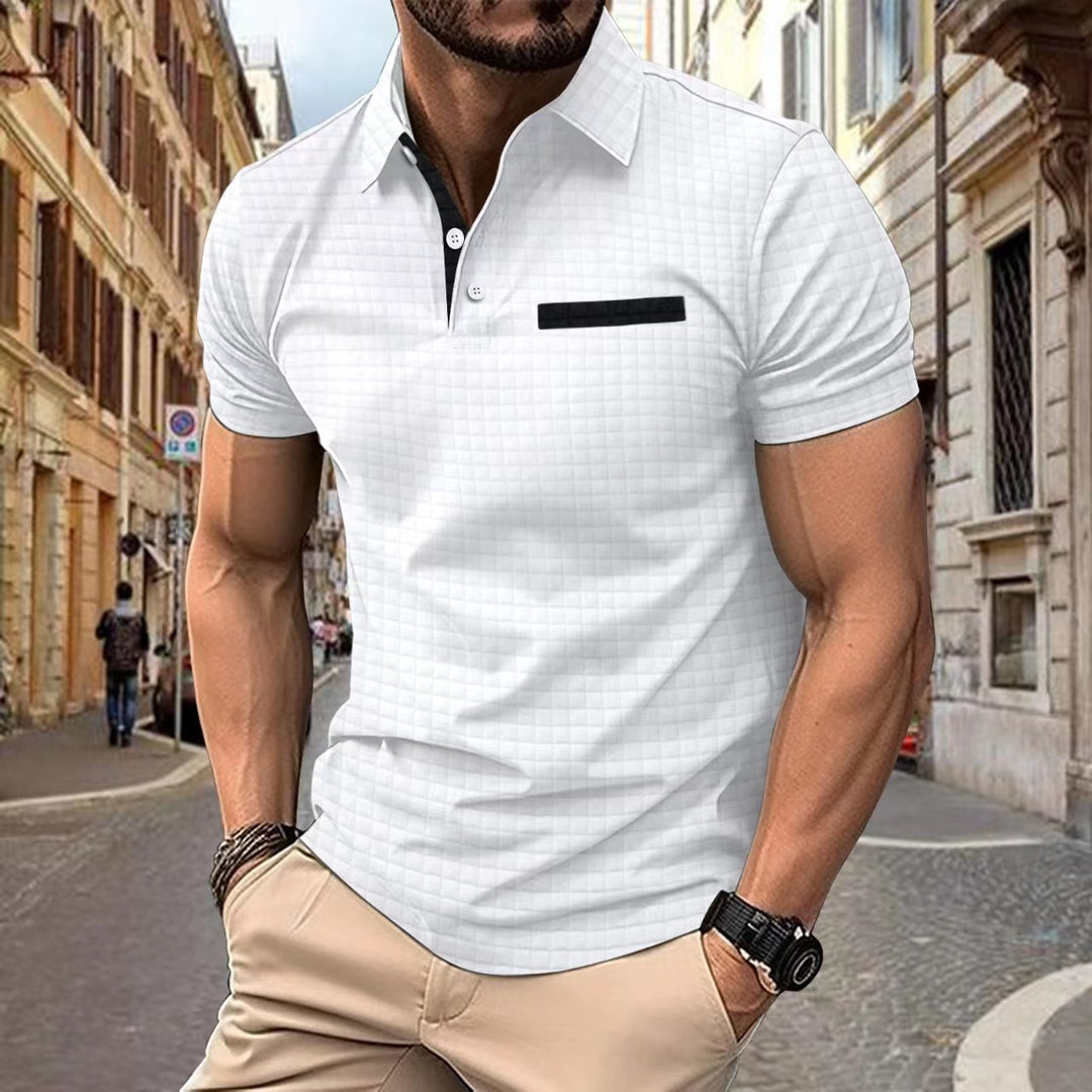 Herrar eleganta kortärmade polo skjorta med strukturerad design Mirla-Eva Jonsson