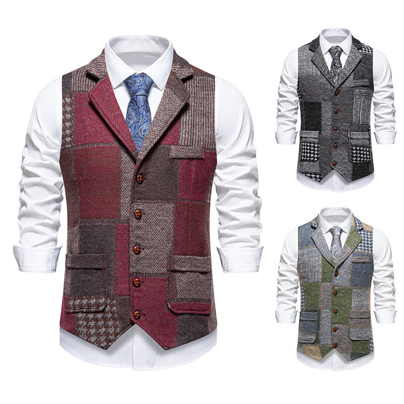 Herrar eleganta patchwork-väst med praktiska fickor och enastående design Mirla-Eva Jonsson