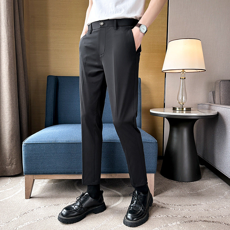 Herrar eleganta slim-fit byxor med hög midja och praktiska fickor Eva Jonsson-Eva Jonsson