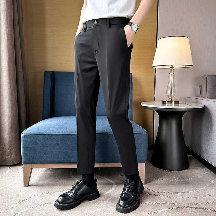 Herrar eleganta slim-fit byxor med hög midja och praktiska fickor Eva Jonsson-Eva Jonsson