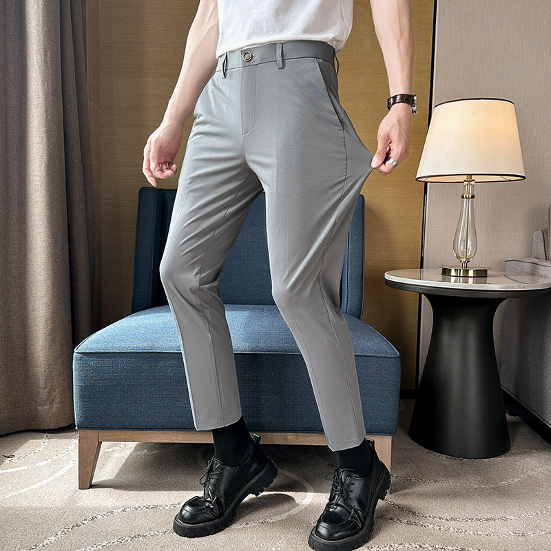 Herrar eleganta slim-fit byxor med hög midja och praktiska fickor Eva Jonsson-Eva Jonsson