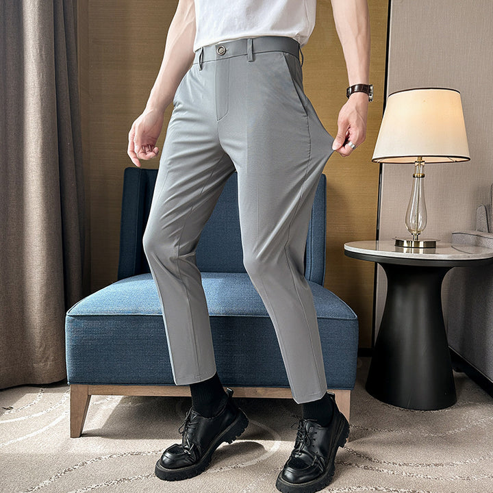 Herrar eleganta slim-fit byxor med hög midja och praktiska fickor Eva Jonsson-Eva Jonsson