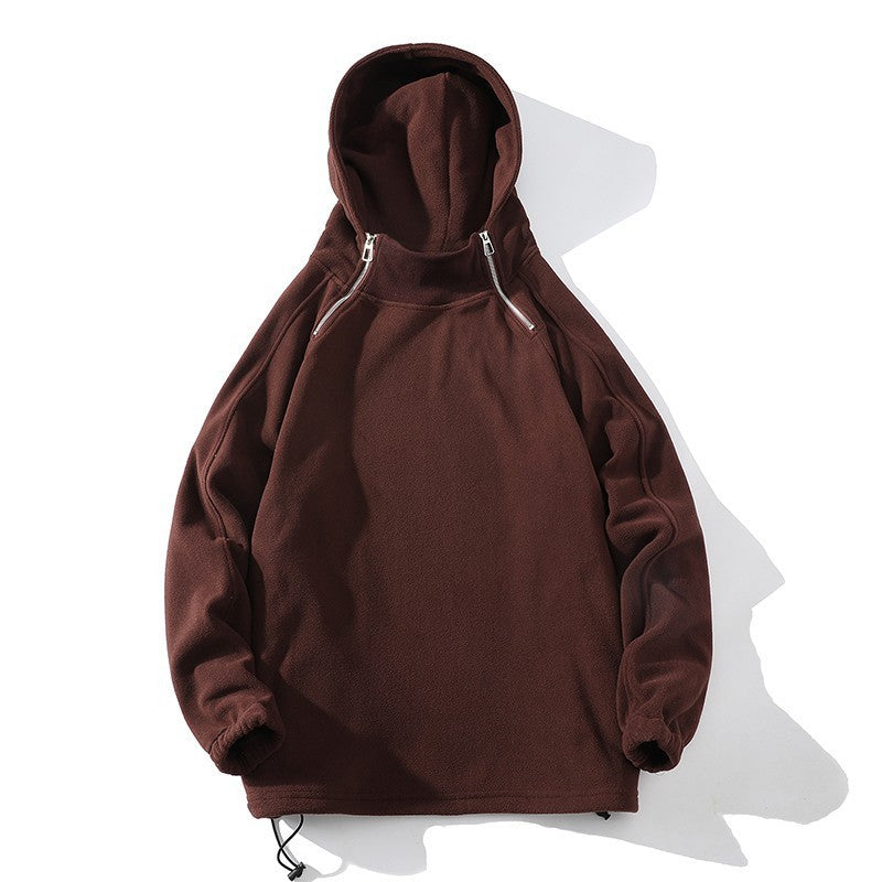 Herrar fleece hoodie med dragkedja och hög krage Mirla-Eva Jonsson