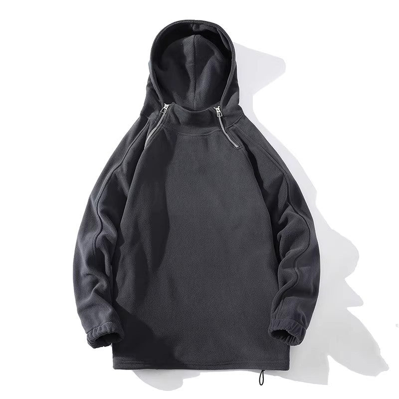 Herrar fleece hoodie med dragkedja och hög krage Mirla-Eva Jonsson
