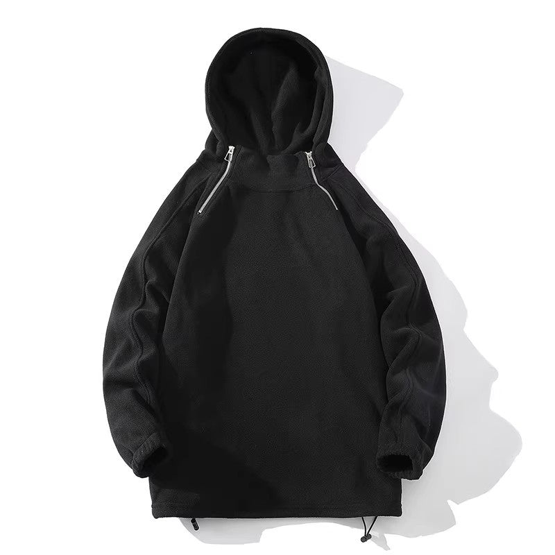 Herrar fleece hoodie med dragkedja och hög krage Mirla-Eva Jonsson