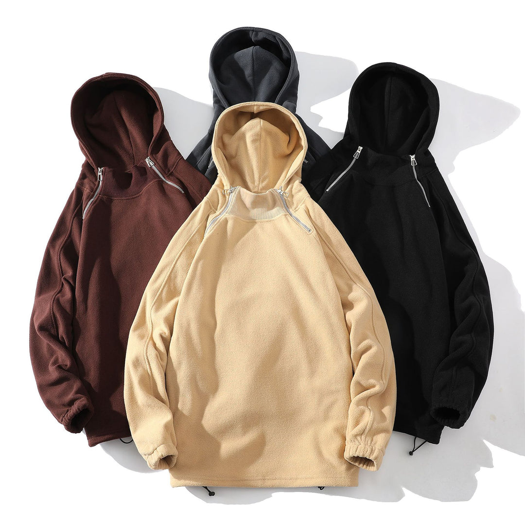 Herrar fleece hoodie med dragkedja och hög krage Mirla-Eva Jonsson