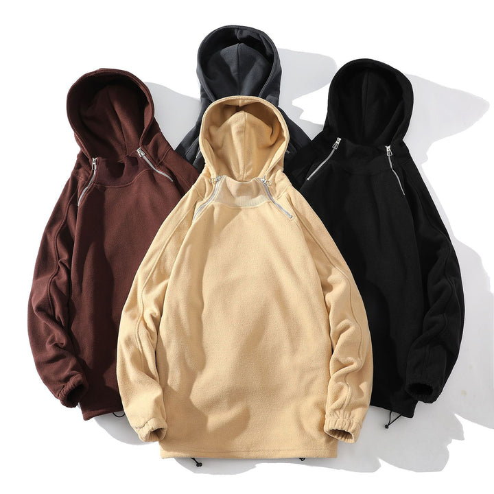 Herrar fleece hoodie med dragkedja och hög krage Mirla-Eva Jonsson