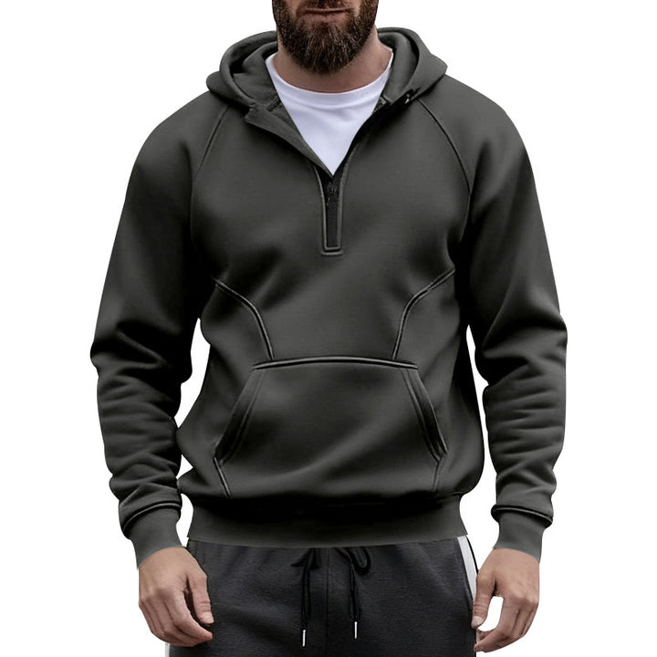 Herrar fleece hoodie med dragkedja och känguruficka Mirla-Eva Jonsson