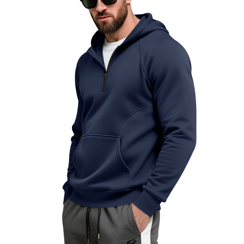 Herrar fleece hoodie med dragkedja och känguruficka Mirla-Eva Jonsson