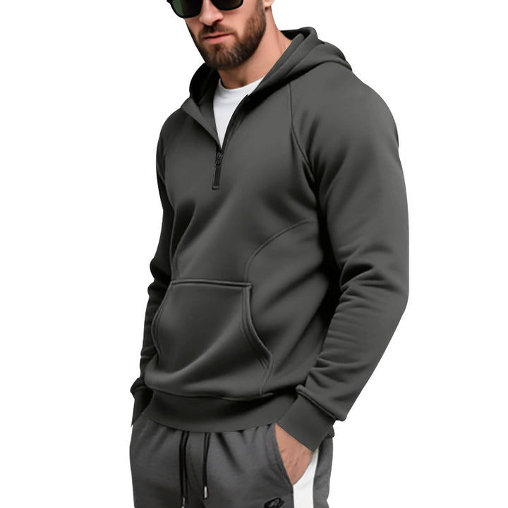 Herrar fleece hoodie med dragkedja och känguruficka Mirla-Eva Jonsson