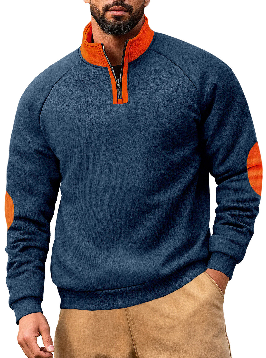 Herrar fleece-hoodie med innovativ dragkedja och kontrastdetaljer Mirla-Eva Jonsson
