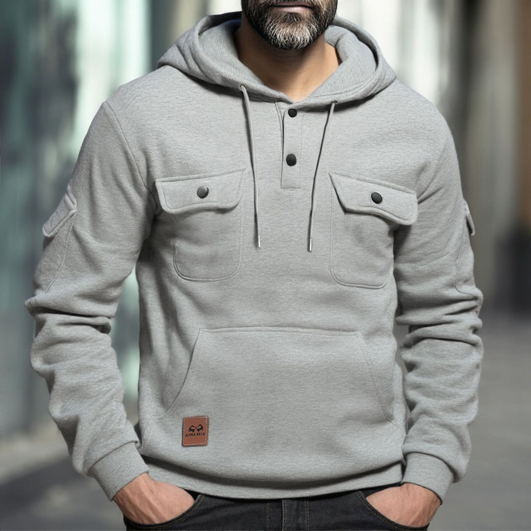 Herrar fleece-hoodie med praktiska bröstfickor Mirla-Eva Jonsson