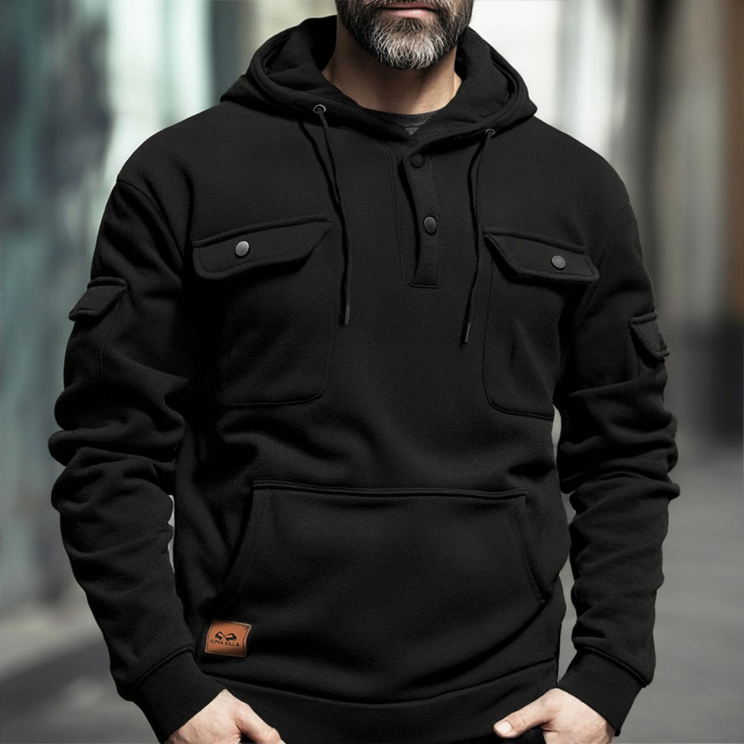 Herrar fleece-hoodie med praktiska bröstfickor Mirla-Eva Jonsson