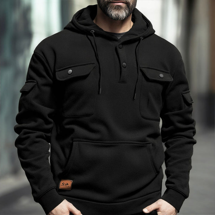 Herrar fleece-hoodie med praktiska bröstfickor Mirla-Eva Jonsson