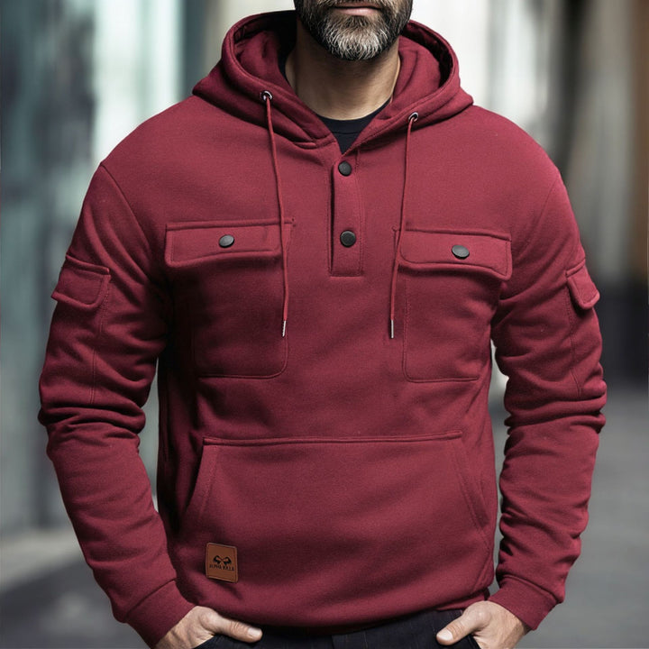 Herrar fleece-hoodie med praktiska bröstfickor Mirla-Eva Jonsson
