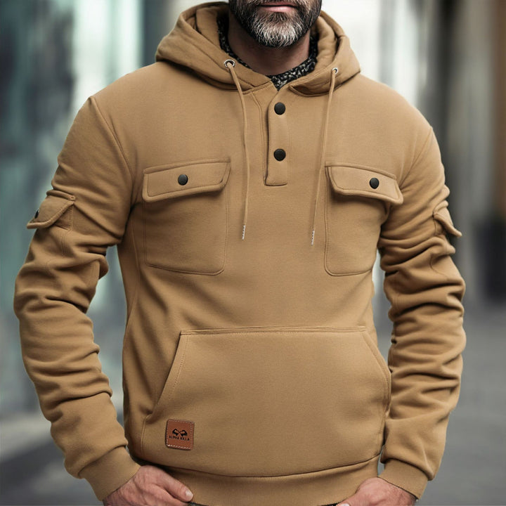 Herrar fleece-hoodie med praktiska bröstfickor Mirla-Eva Jonsson