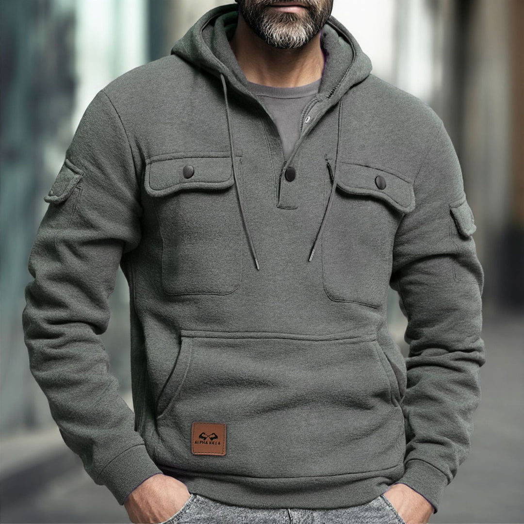 Herrar fleece-hoodie med praktiska bröstfickor Mirla-Eva Jonsson