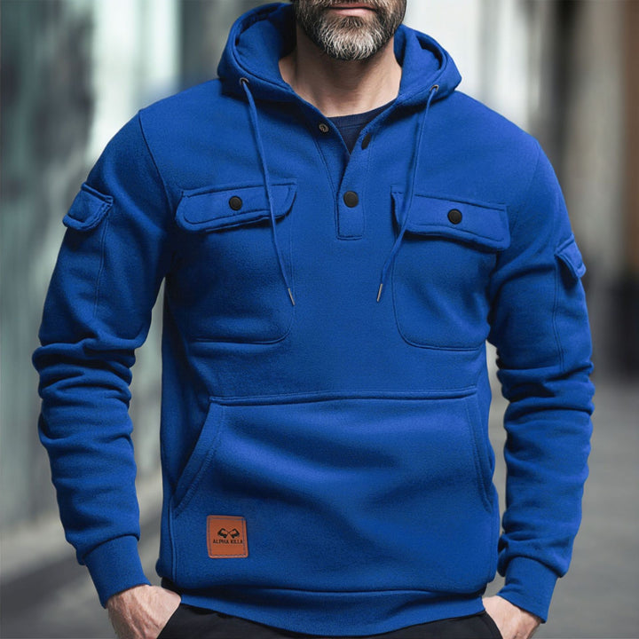 Herrar fleece-hoodie med praktiska bröstfickor Mirla-Eva Jonsson
