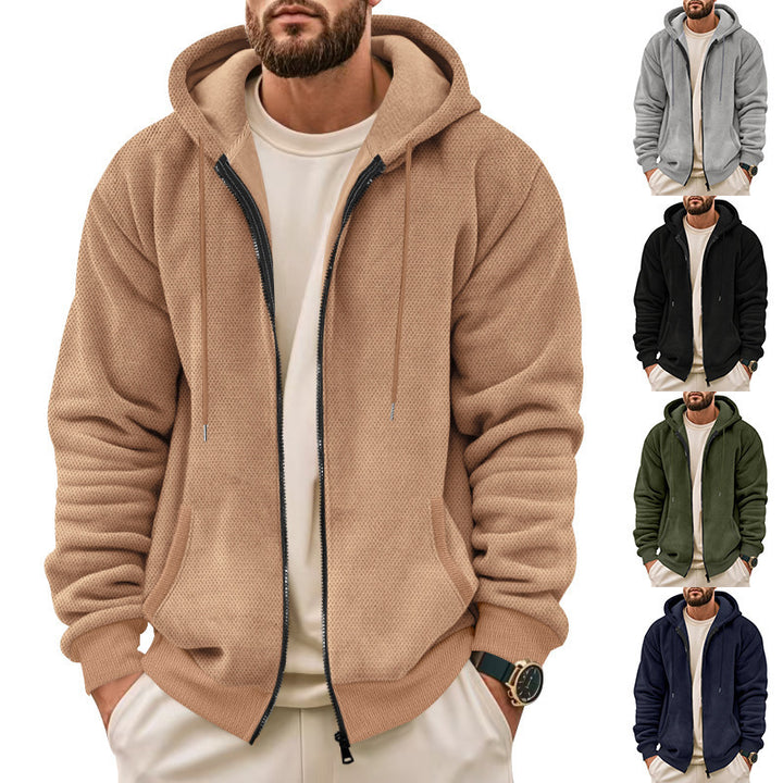 Herrar fleece-hoodie med praktiska fickor Mirla-Eva Jonsson