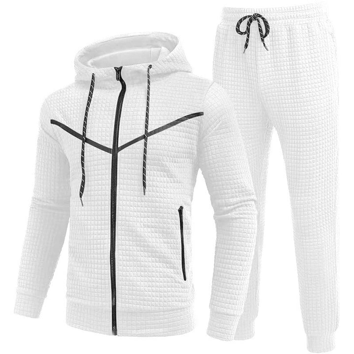Herrar fleece-joggingdräkt med strukturerad design Mirla-Eva Jonsson