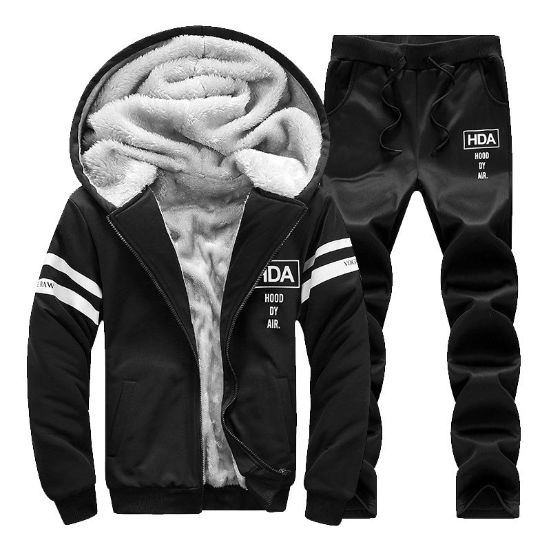 Herrar fleece sportset med huva och elastisk midja Eva Jonsson-Eva Jonsson