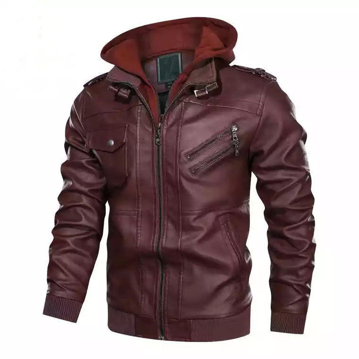 Herrar fluffig konstläderjacka med hoodie Mirla-Eva Jonsson