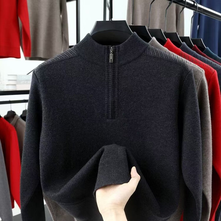 Herrar funktionell rullkragepullover med halvdragkedja och strukturerad design Mirla-Eva Jonsson