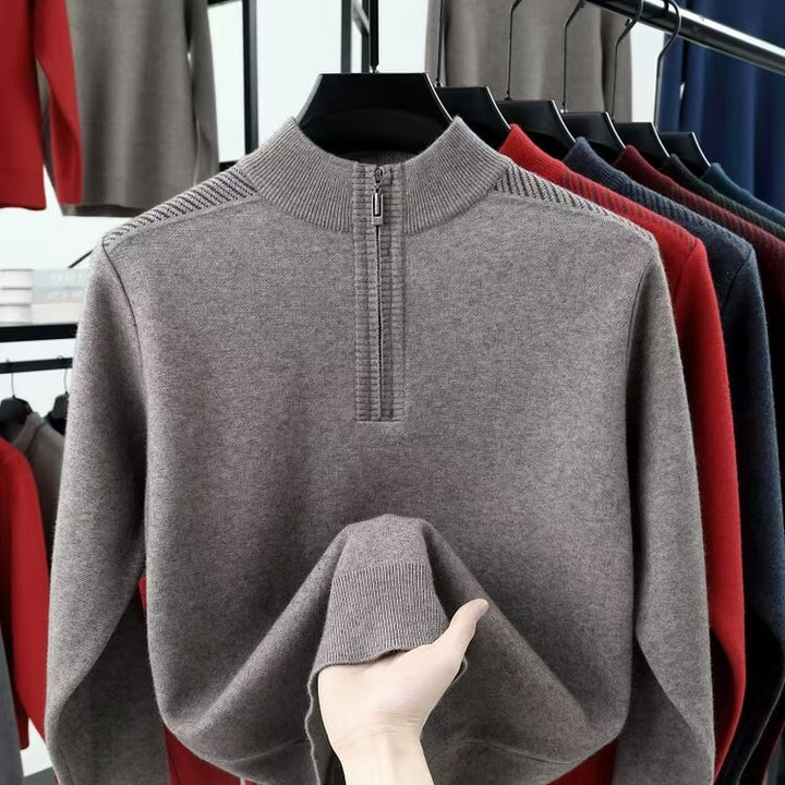 Herrar funktionell rullkragepullover med halvdragkedja och strukturerad design Mirla-Eva Jonsson