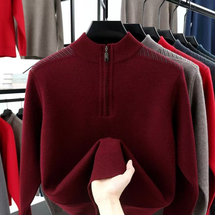 Herrar funktionell rullkragepullover med halvdragkedja och strukturerad design Mirla-Eva Jonsson
