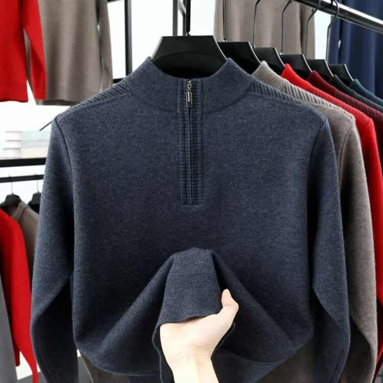 Herrar funktionell rullkragepullover med halvdragkedja och strukturerad design Mirla-Eva Jonsson