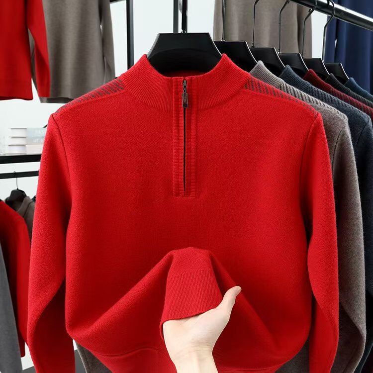 Herrar funktionell rullkragepullover med halvdragkedja och strukturerad design Mirla-Eva Jonsson