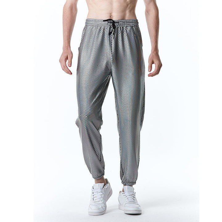 Herrar futuristiska mesh-byxor i trendig metallic-look Mirla-Eva Jonsson