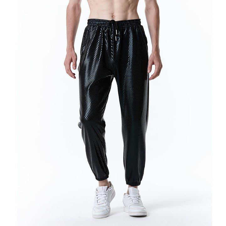 Herrar futuristiska mesh-byxor i trendig metallic-look Mirla-Eva Jonsson