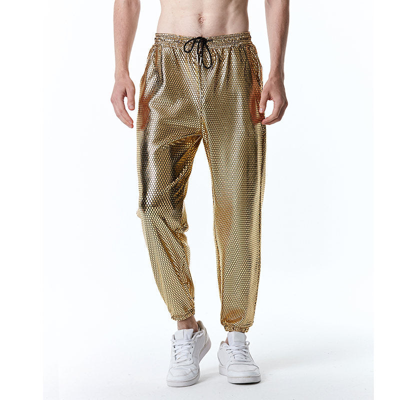 Herrar futuristiska mesh-byxor i trendig metallic-look Mirla-Eva Jonsson