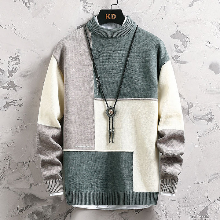 Herrar högkvalitativ rullkragepullover med modern geometrisk design Mirla-Eva Jonsson