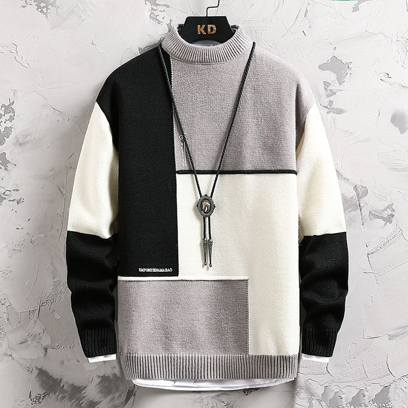 Herrar högkvalitativ rullkragepullover med modern geometrisk design Mirla-Eva Jonsson