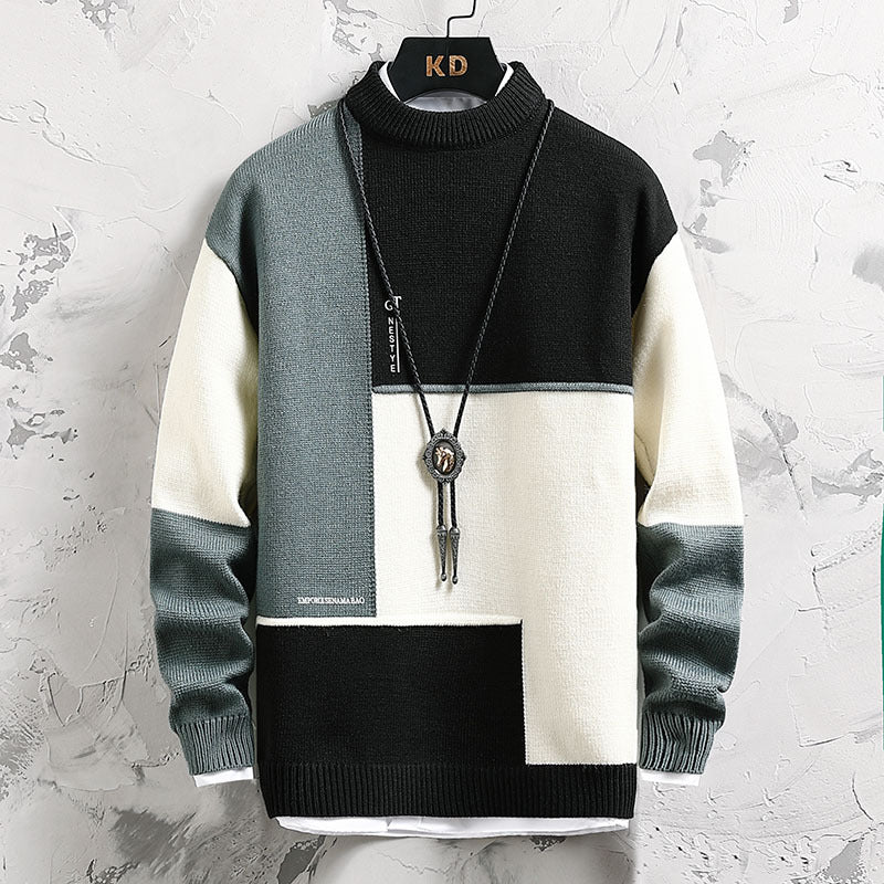 Herrar högkvalitativ rullkragepullover med modern geometrisk design Mirla-Eva Jonsson