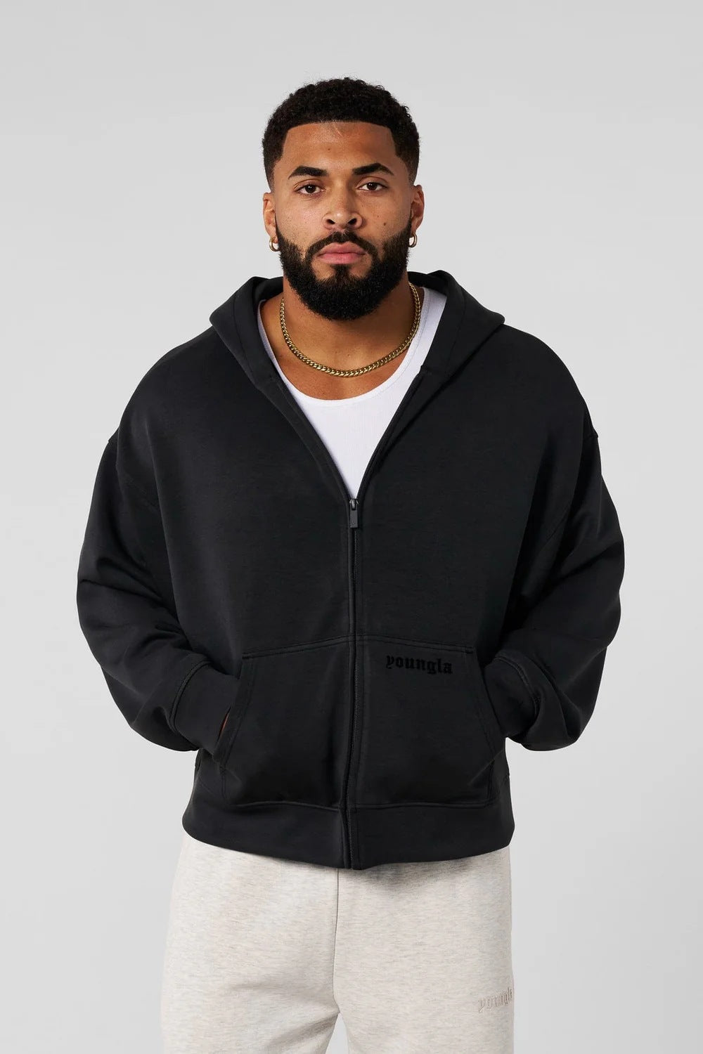 Herrar hoodie med hel dragkedja och praktiska fickor Eva Jonsson-Eva Jonsson