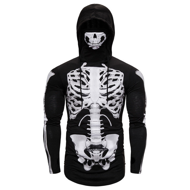 Herrar hoodie med skelettdesign och praktiskt ansiktsskydd Mirla-Eva Jonsson